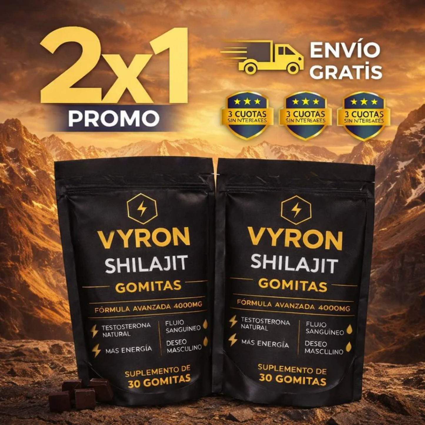 VYRON Shilajit 4000mg en Gomitas- Mas Energía y Deseo maculino
