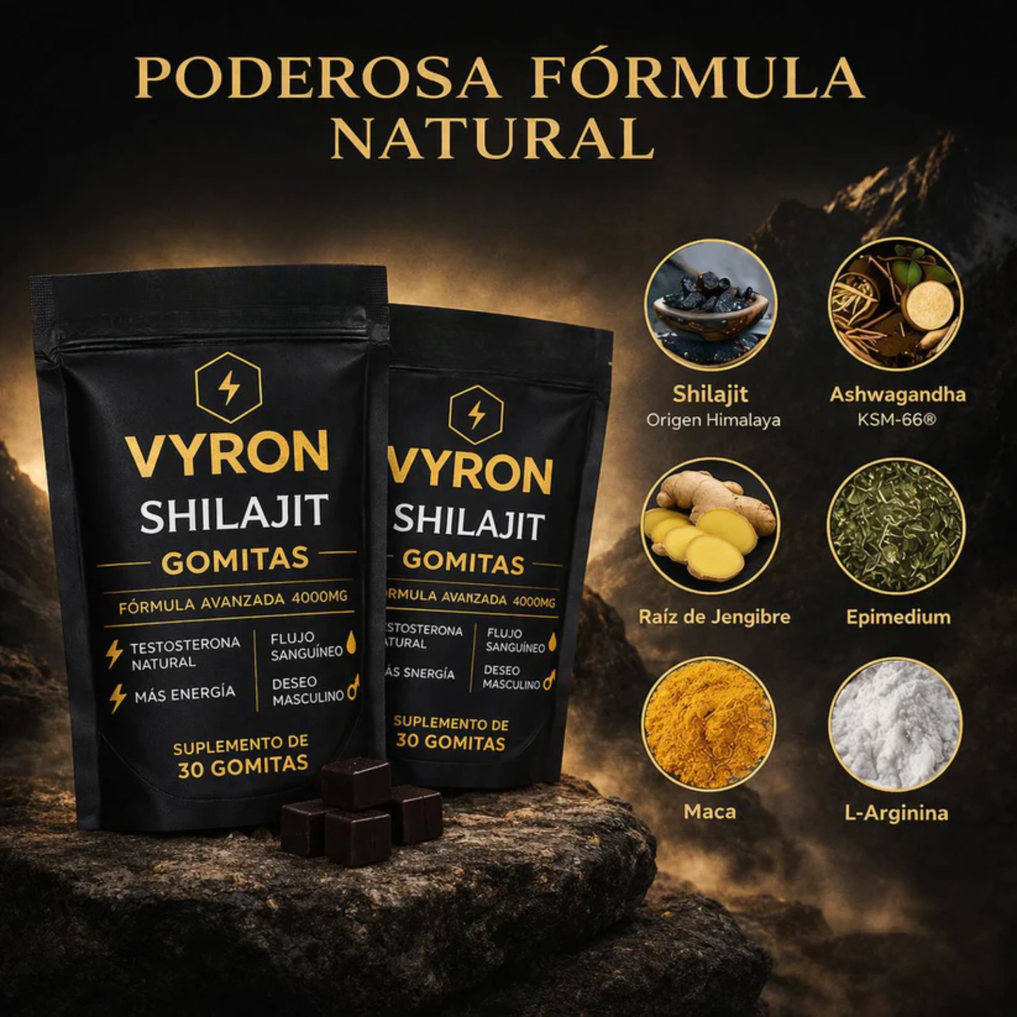 VYRON Shilajit 4000mg en Gomitas- Mas Energía y Deseo maculino